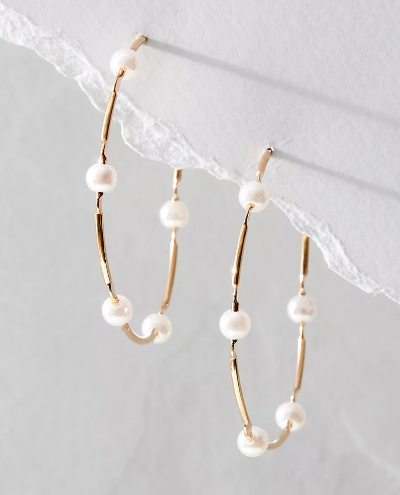 Oversized Floating Pearl Hoops
