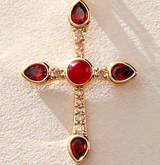 Camille Cross necklace- Garnet