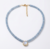 Something Blue Moonstone Bezel Necklace