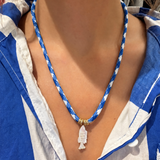 Fisher Corded Necklace - Blue Gingham