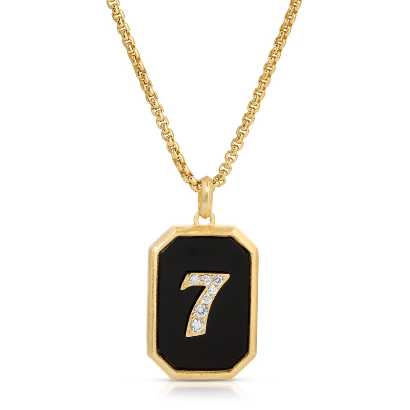 CYBER MONDAY EXCLUSIVE - LUCKY #7 Pendant Necklace - Black Onyx