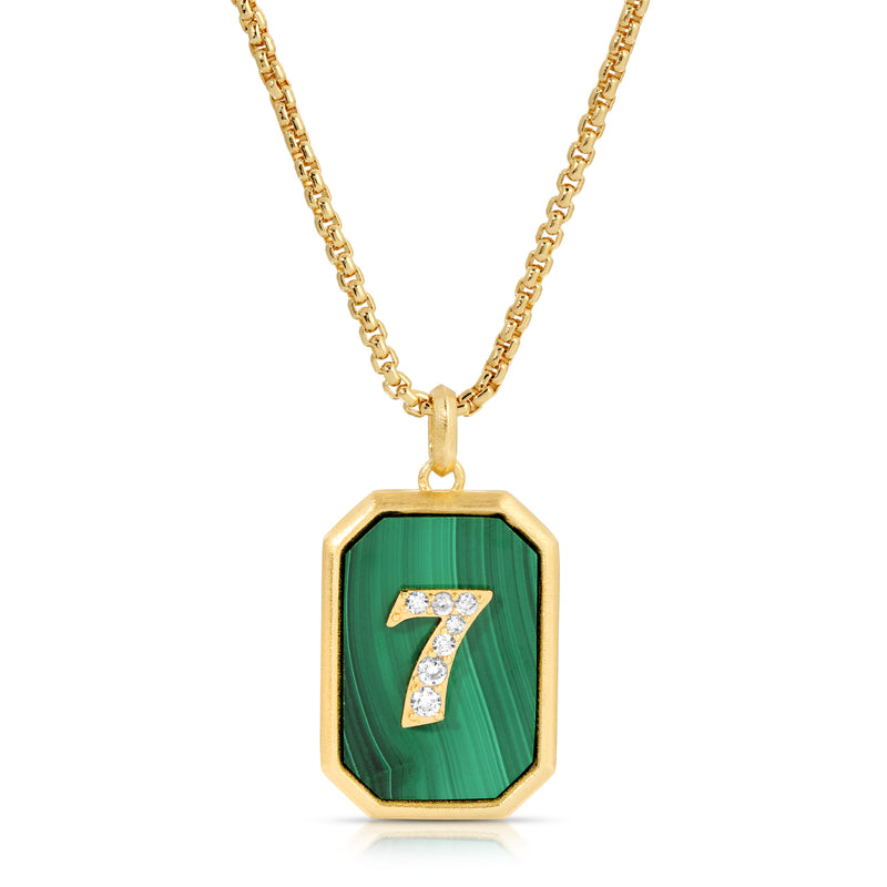 CYBER MONDAY EXCLUSIVE - LUCKY #7 Pendant Necklace - Malachite