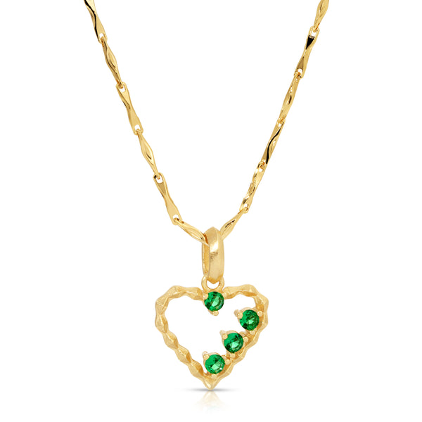 Devotion Open Heart Necklace - Emerald