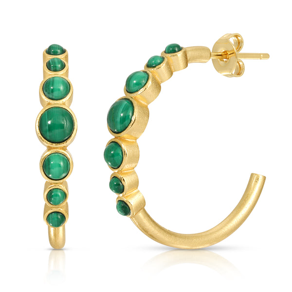 Lucky Stone Hoop in Malachite