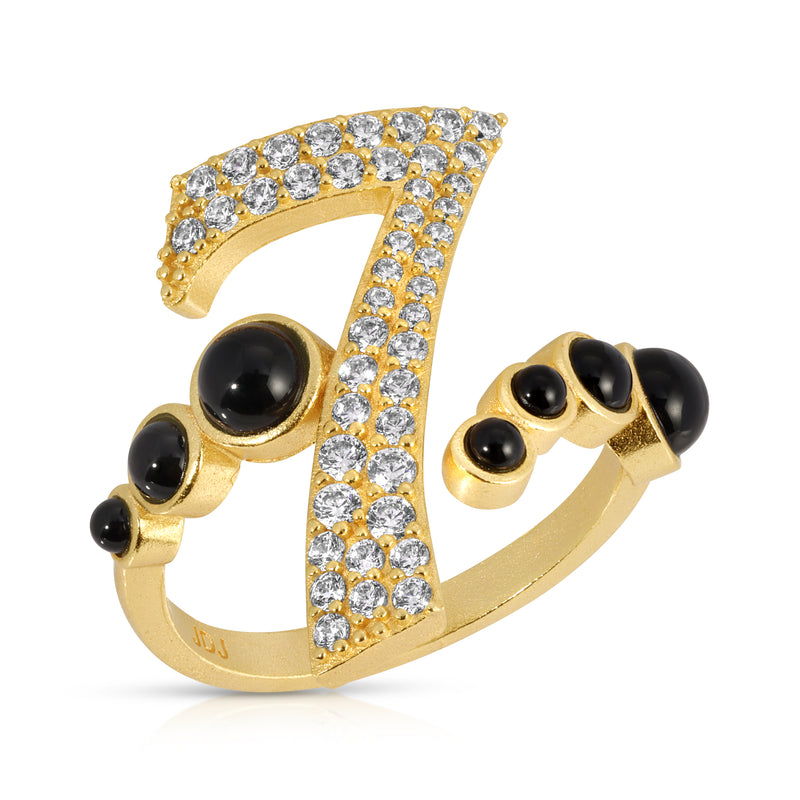 CYBER MONDAY EXCLUSIVE - LUCKY #7 Adjustable Ring - Black onyx