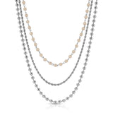 Pearl Trio Necklace - Silver