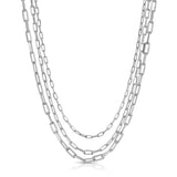 Monaco Paperclip Trio Necklace -Silver