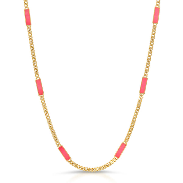 Blake Necklace- Hot Pink Chalcedony