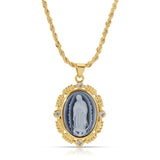 French Blue Cameo Mary Necklace