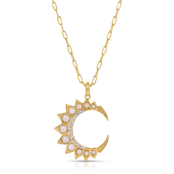 Selene Crescent Necklace - Pearl