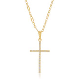 CZ Cross Whisper Necklace - Gold
