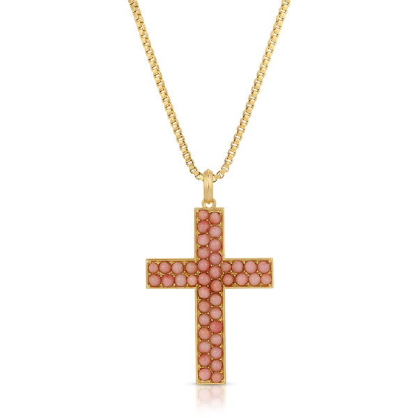 Elpis Cross Necklace - Coral