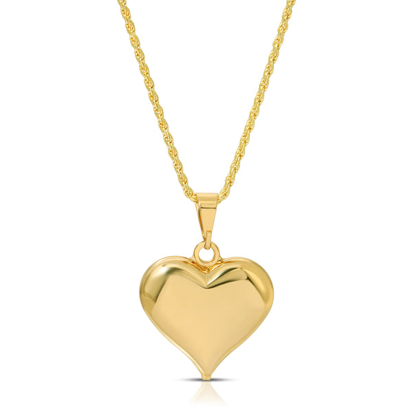 Polished Heart Necklace, 14K Gold Heart Pendant, Puffy Heart Necklace, Puffy  Heart Charm Pendant, Layering Necklace, Gift for Girlfriend - Etsy
