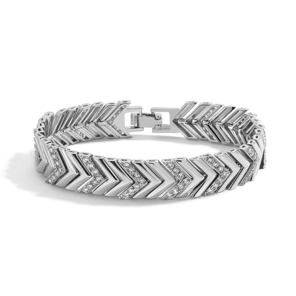 Lani  Chevron CZ Bracelet - Silver