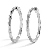 Bamboo Pave Hoop - Silver