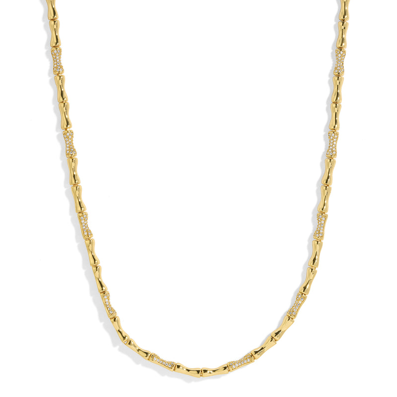 Bamboo Pave Necklace - Gold