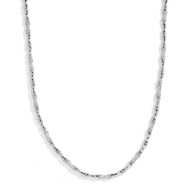 Bamboo Pave Necklace - Silver