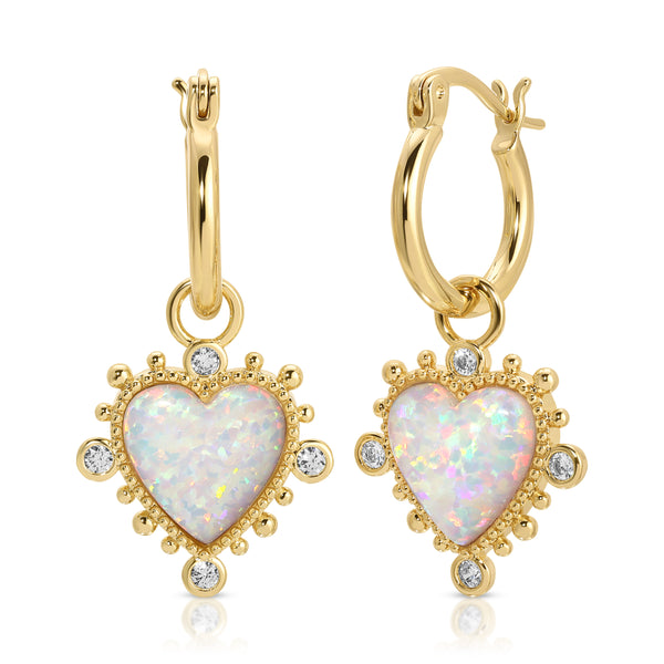 Heavenly Heart Hoops - Opal