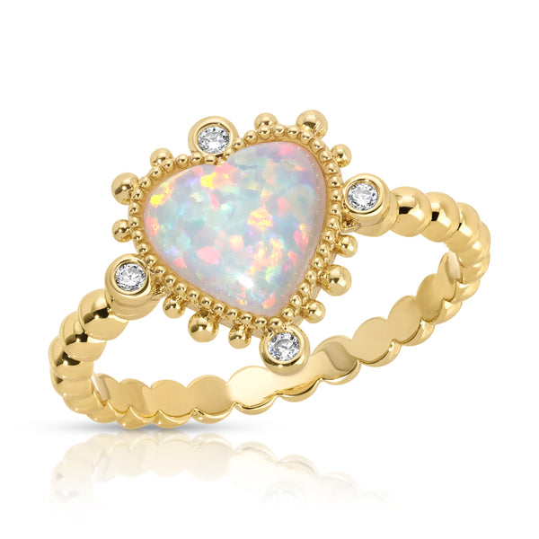 Heavenly Heart Ring - Opal