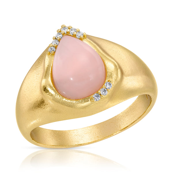 Luster Signet Ring -Pink Opal