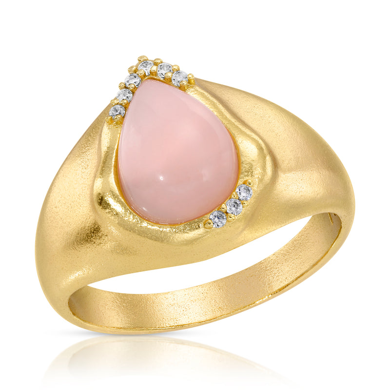 Luster Signet Ring -Pink Opal