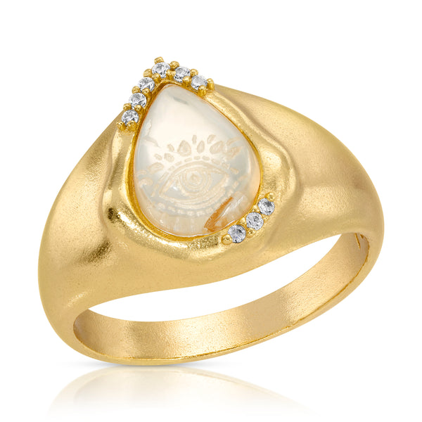 Solis Seeing Eye Signet Ring in YELLOW QUARTZ