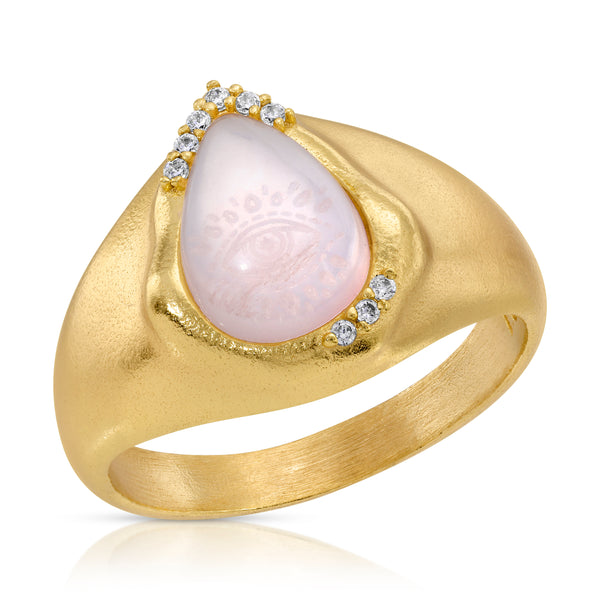 Solis Seeing Eye Signet Ring in PINK QUARTZ
