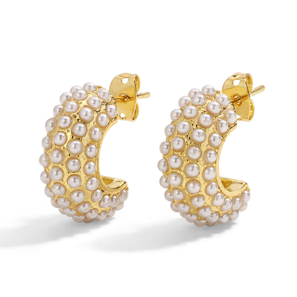 Studded Pearl Hoop - Pearl