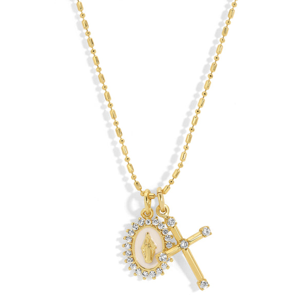 Virgin Maria Multi-Charm Necklace - White – Joy Dravecky