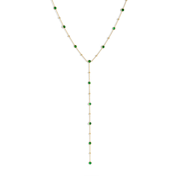 Bezel Gemstone Lariat - Emerald