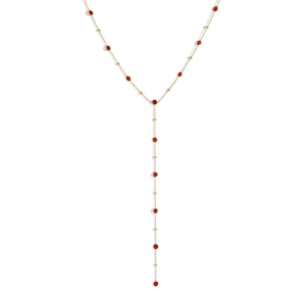 Bezel Gemstone Lariat - Ruby