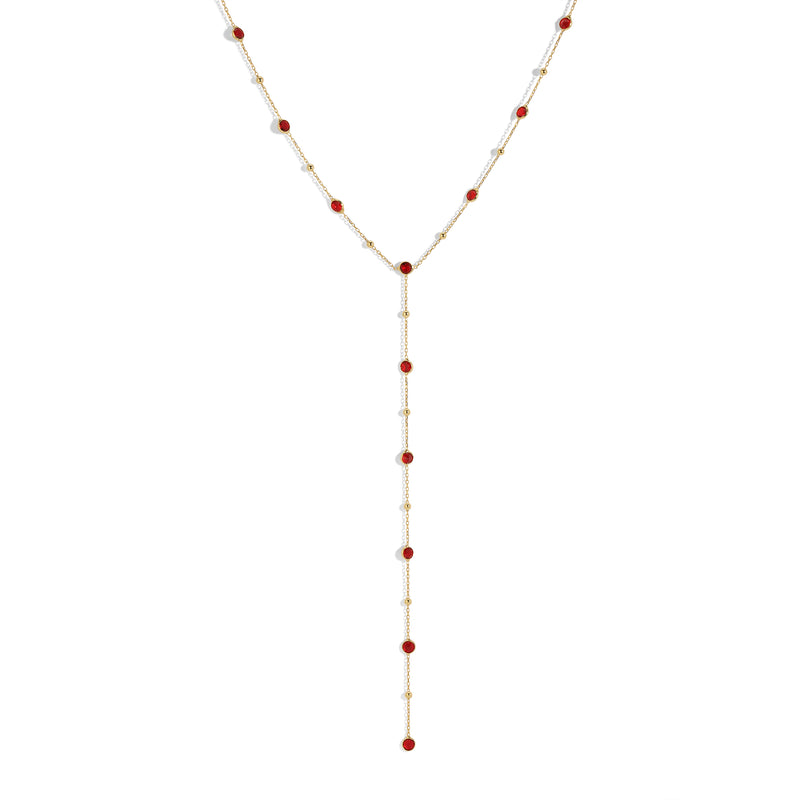 Bezel Gemstone Lariat - Ruby
