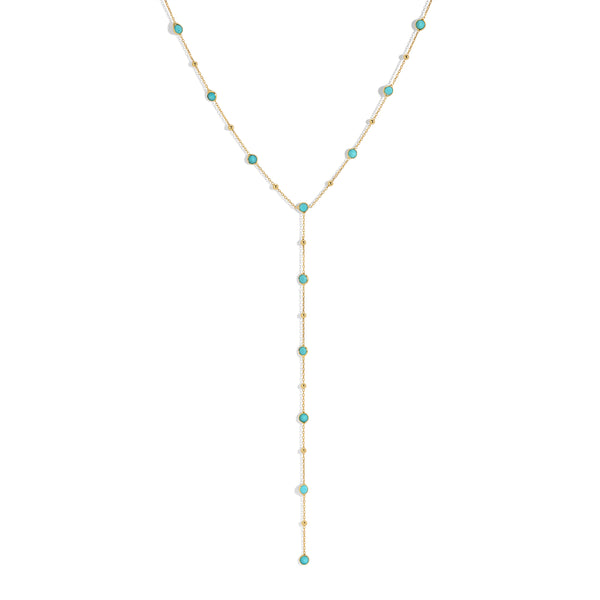 Bezel Gemstone Lariat - Turquoise