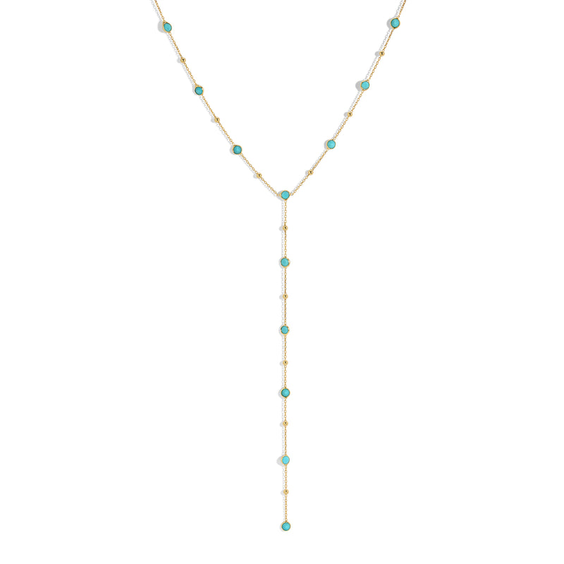 Bezel Gemstone Lariat - Turquoise