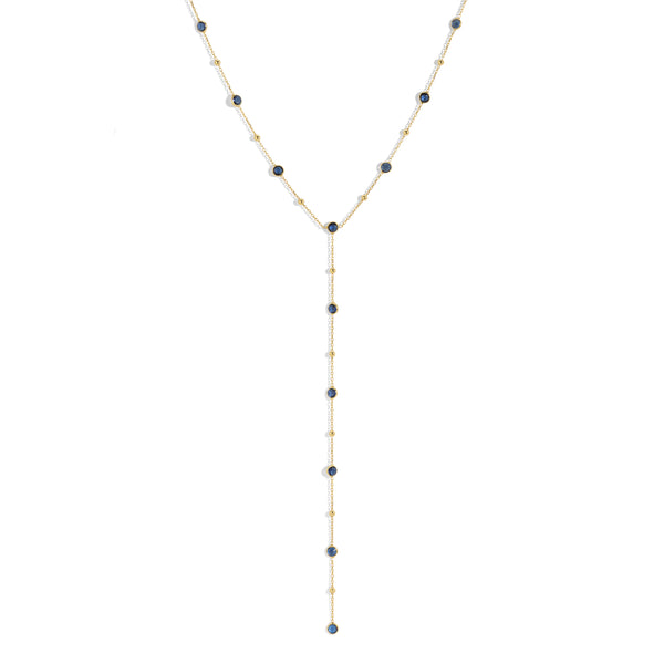 Bezel Gemstone Lariat - Sapphire