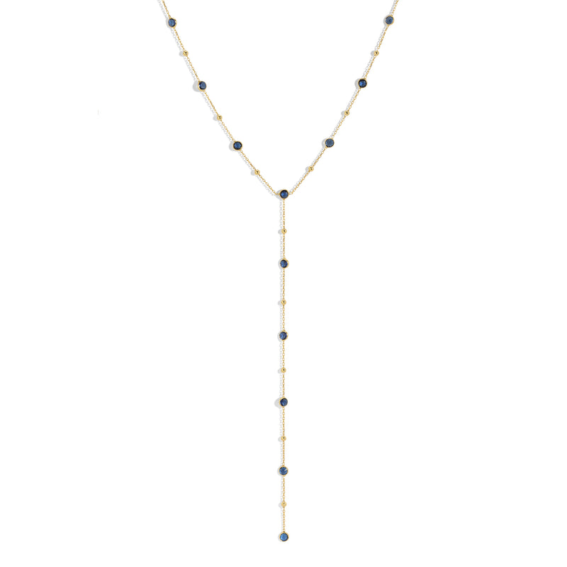 Bezel Gemstone Lariat - Sapphire