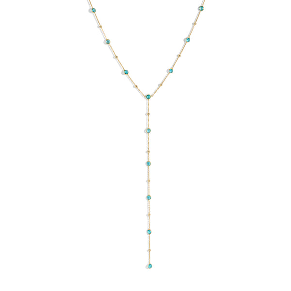 Bezel Gemstone Lariat - Sky Blue