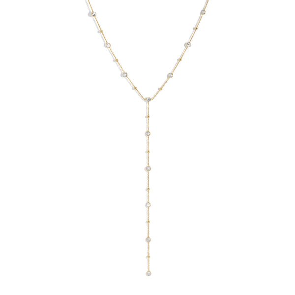 Bezel Gemstone Lariat - White