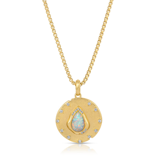 Luster Medallion Necklace - Opal