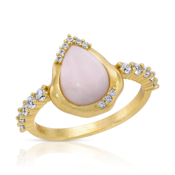 Luster Solitaire Ring - Pink Opal