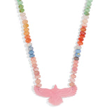 Rise & Reign Eagle Necklace -Pink Opal