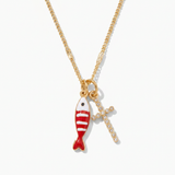 Mini Fisher Multi-Charm Necklace - Red
