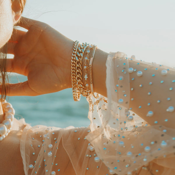 Pearl Cross Shaker Bracelet
