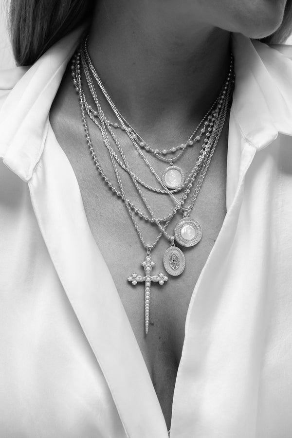 Mother Mary Necklace - Silver