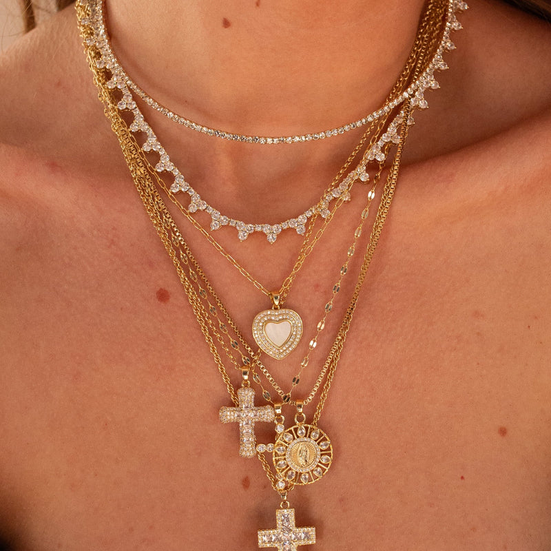 Donatella Cross Necklace - White