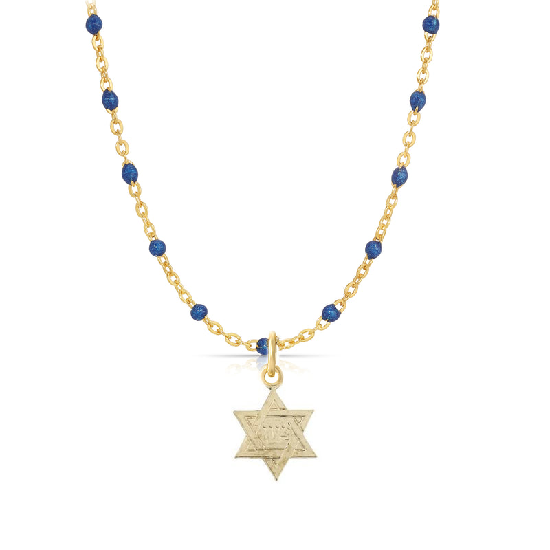 Gold filled and Enamel Star of David Necklace