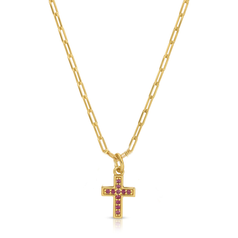 Emmy Cross Necklace - Ruby