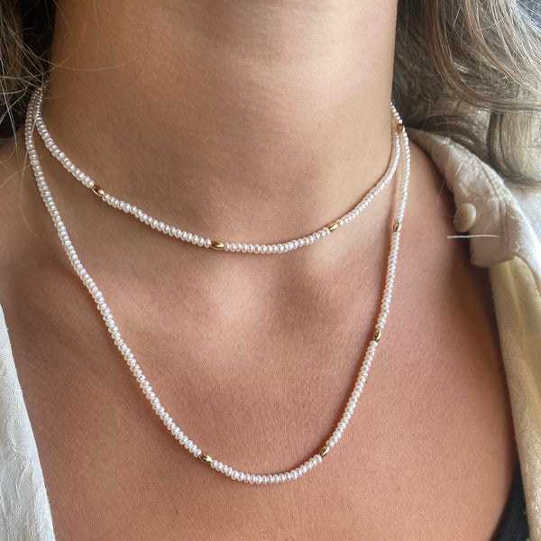 Bali Beaded Necklace - Pearl