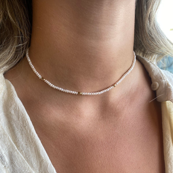 Bali Beaded  Choker - Pearl