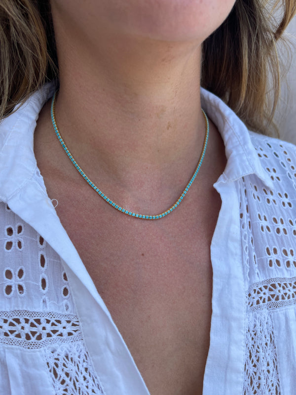 Libby Demi Fine Tennis Necklace in Turquoise
